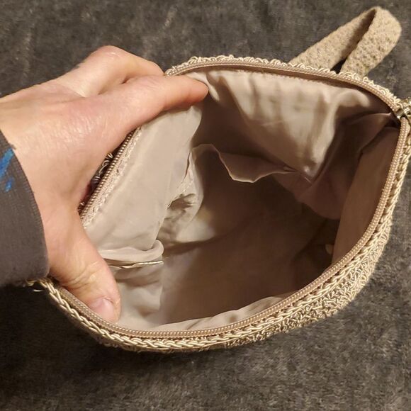 Frankie & Johnnie Vintage Small Beaded Beige Purse Zipper With Coin Purse - Picture 7 of 9